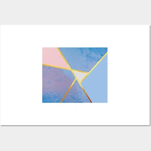 Abstract paint print, color blocking dark blue Posters and Art